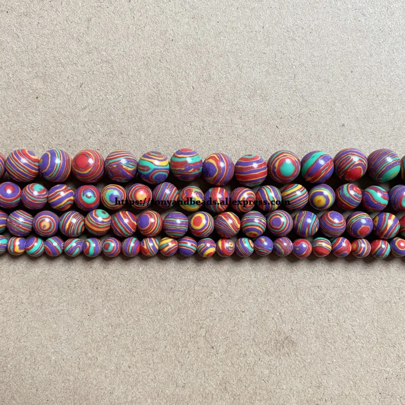 Synthetic Stone Mixed Colors Malachite Round Loose Beads 15