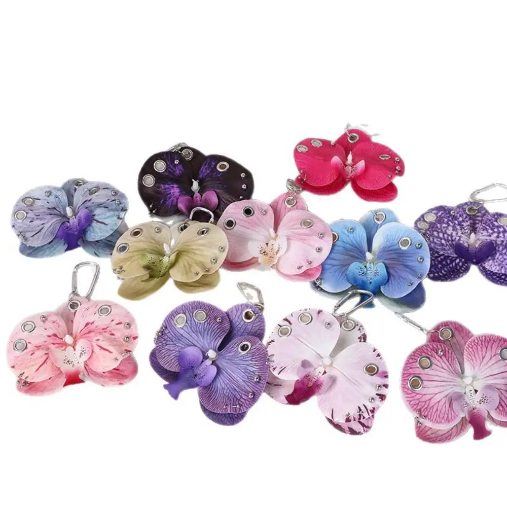 Phone Charms Phalaenopsis Orchid Keychain Keychains Elegant Imitation Flower Pendant Keyring Fashion Bag Pendant Gift Jewelry
