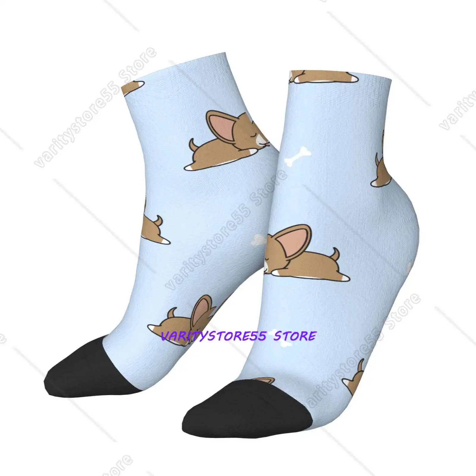 

Low Cut Unisex Novelty Crew Socks Casual Ankle Socks for Men Women Chihuahua Puppy Bone Sleeping Dog