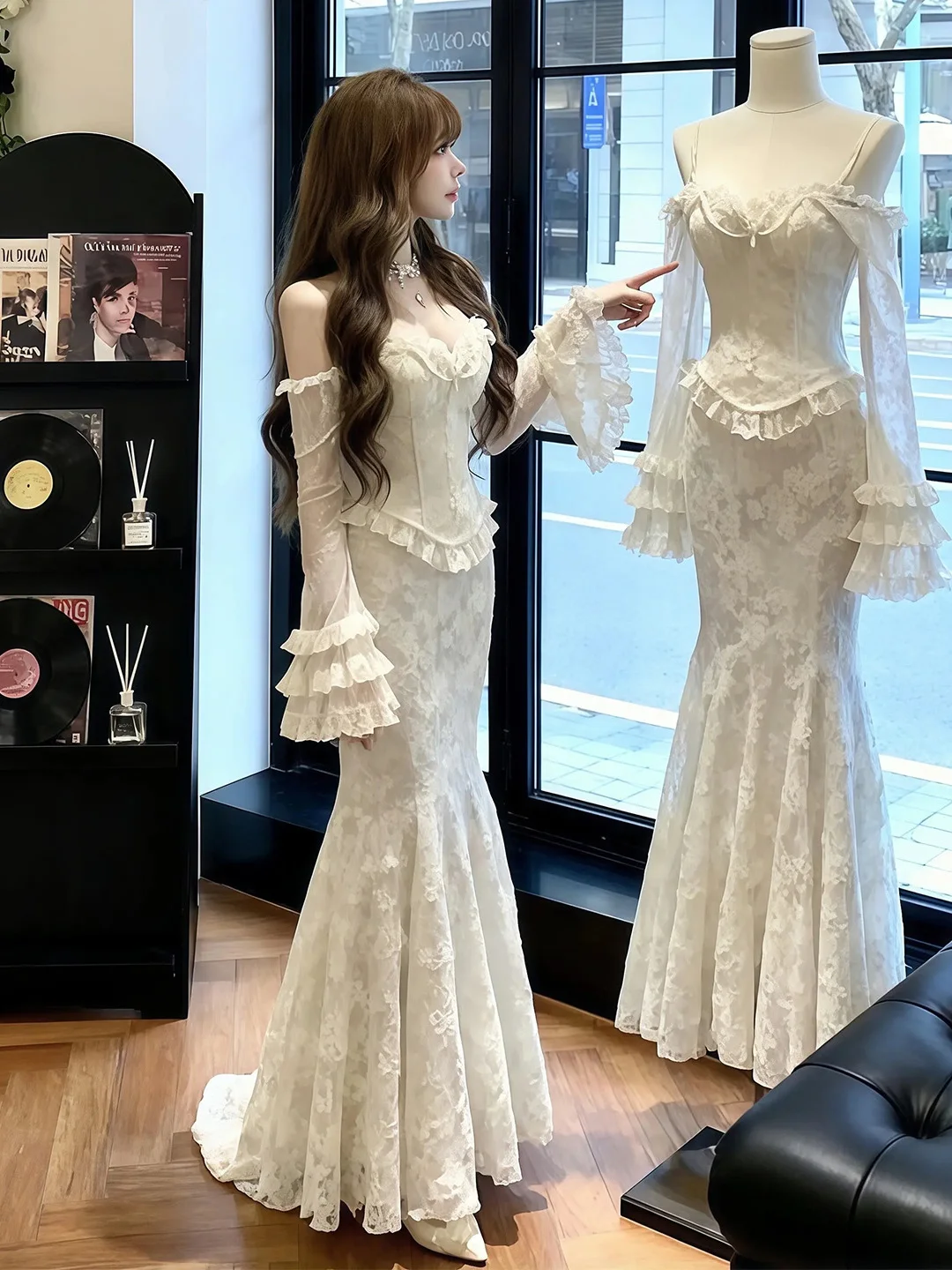 

Комплект для дня рождения для девочки: кружевное платье на одно плечо с тяжелой вышивкой, юбка-фонарик, костюм-двойка, повседневный стиль, женская мода...