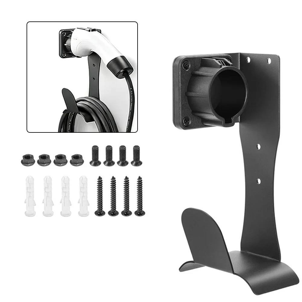

Charger Holder Wall Mounted Hook Stainless Steel EV Charger Holder Wall Bracket For J1772 Connector Charging Cable Organizer