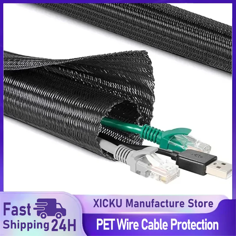

XIKCU New 3M Insulated Braid Sleeving 19mm Tight PET Wire Cable Protection Expandable Cable Nylon Storage Bag Sleeve Wire Gland