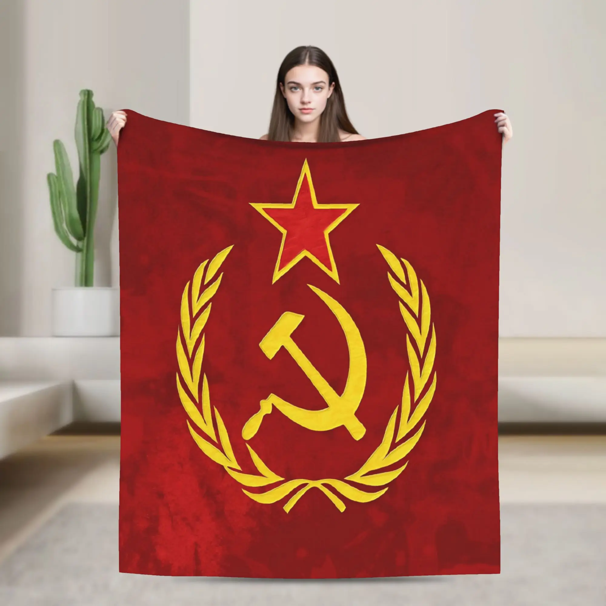 CCCP Soviet Hammer And Sickle Star Blankets Quality Warm Soft  Throw Blanket Winter Child Couch Bed Street Trend Bedspread