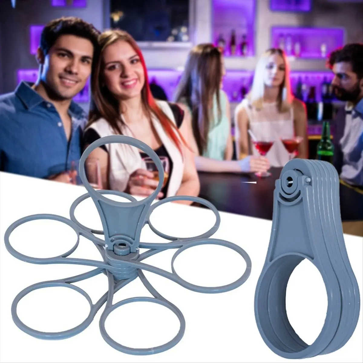 2026 Trend Foldable Glass Carousel Holder Coffee Cup Handle Drinking Bottle Bracket Portable Anti Scalding Camping Party 3Pcs