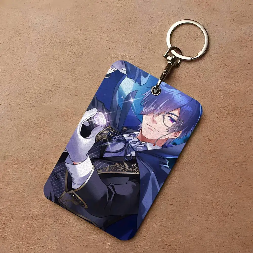 

1pc Game Peripheral Obey Me Card Case Keychain Access Card Bag Key Tag Ring Leather Card Holder Key Ring Access