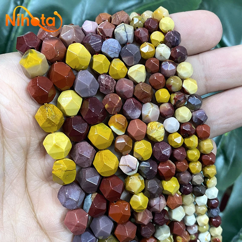 Natural Faceted Mookaite Egg Yolk Stone Spacer Loose Beads 6/8/10mm DIY Charms Bracelets Earrings for Jewelry Making 14\