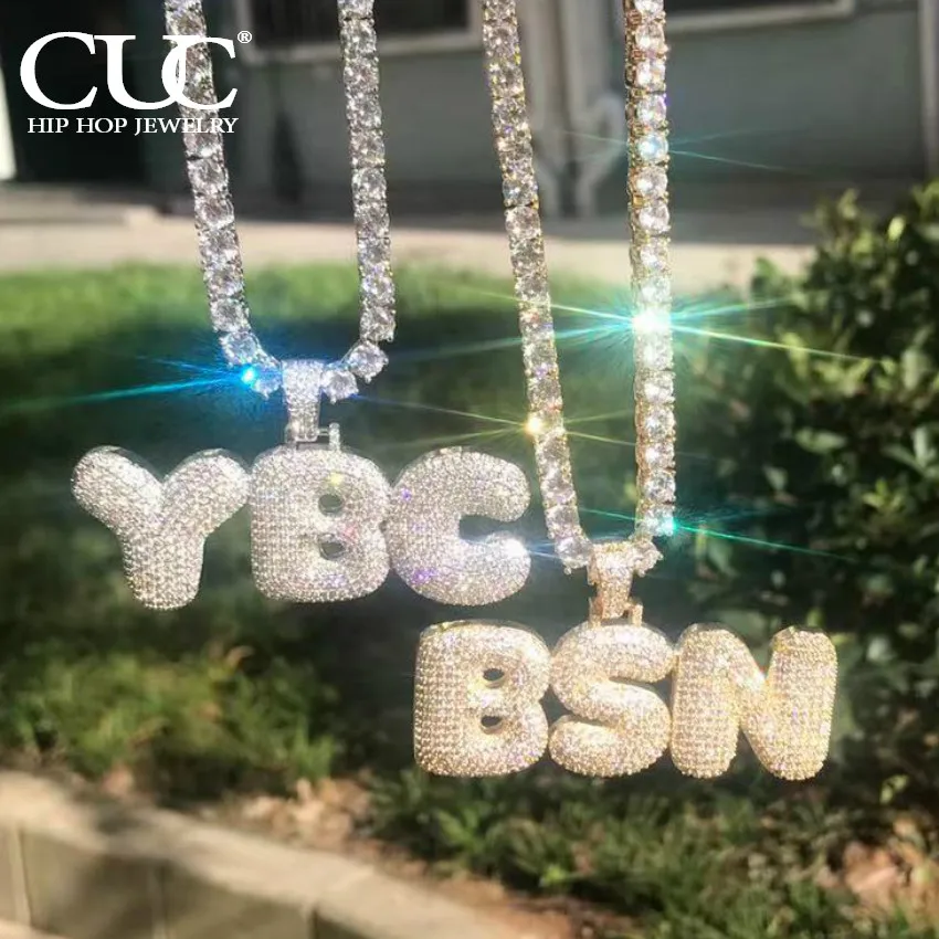 CUC Custom Letter Name Pendant Make Number Symbol Necklac Chain For Men Women Cubic Zirconia Hip Hop Jewelry