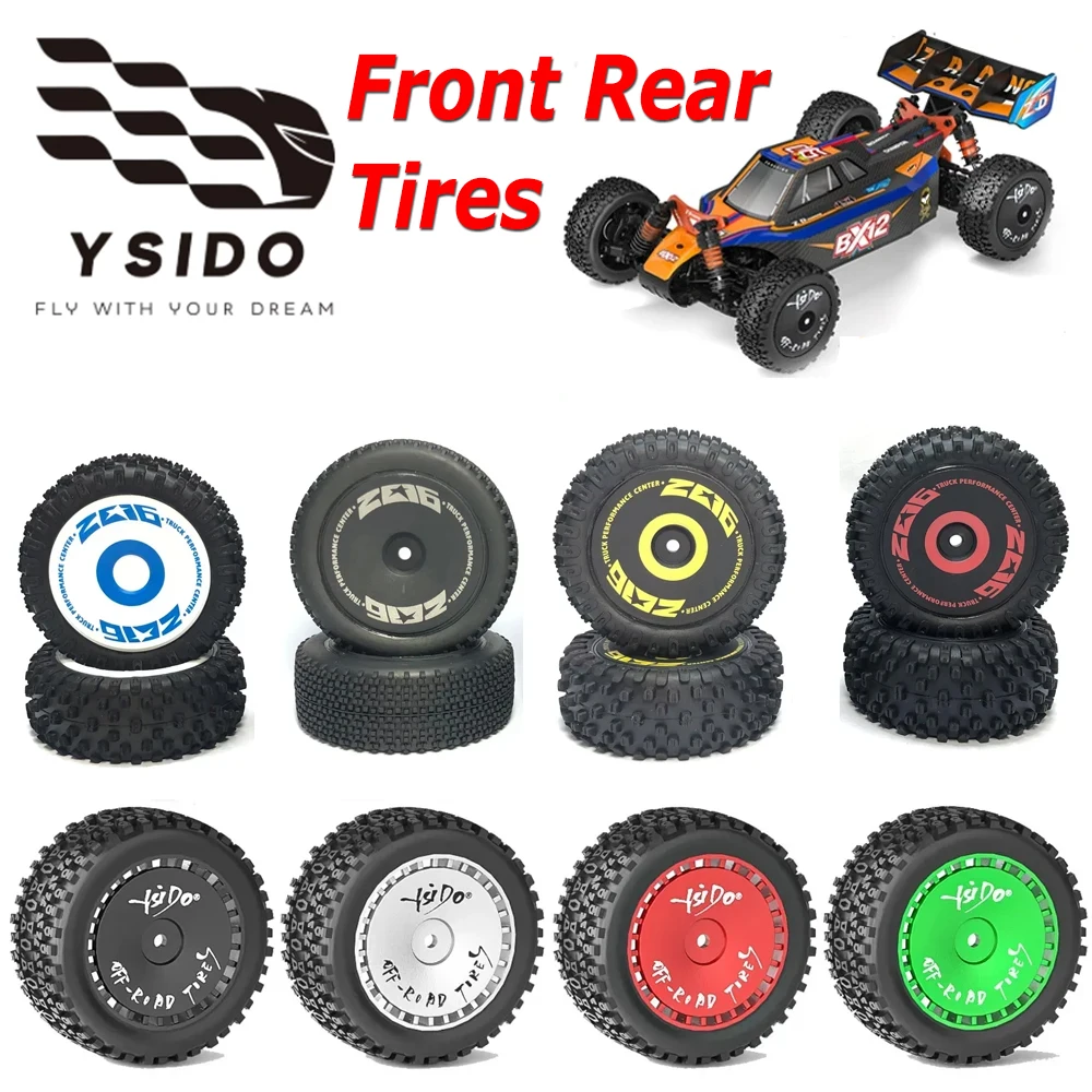 YSIDO Front Rear Tires Wheel Tyre for Wltoys 144001 144010 124016 124017 124010 ZD Racing BX12 1/12 1/14 RC Off-Road Car Parts