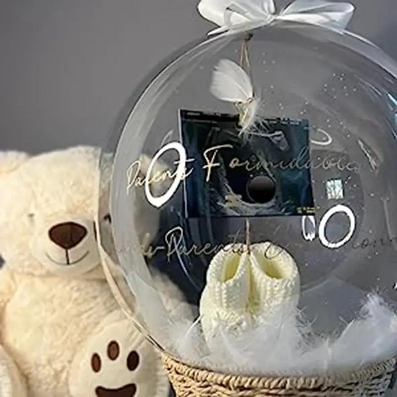 Personalisierter Blasenballon mit kleinen Luftballons, individueller Namensaufkleber, transparenter Ballonaufkleber, Babyparty, Taufe, Geburtstagsdekoration – Detail 9