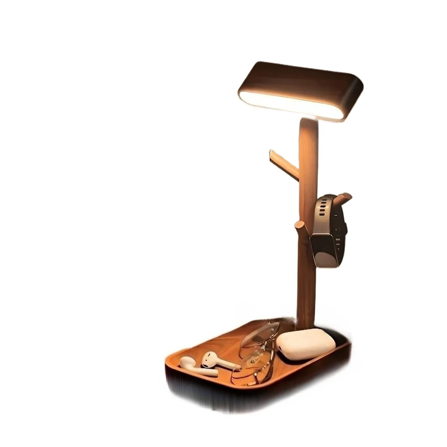 Creative solid wood table lamp, wireless charging, high-value bedside wall lamp