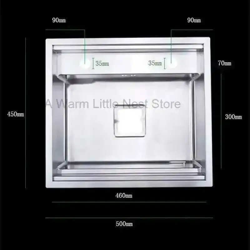 

Hidden Stainless Steel Kitchen Sinks Modern Kitchen Accessories with Cover Kitchen Sink Dish Drainer Light Luxury Single Tank L