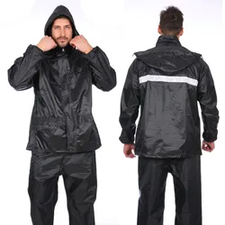 Raincoat rain pants set Breathable rainproof polyester cloth reflective thickened men's and women's construction raincoat riding