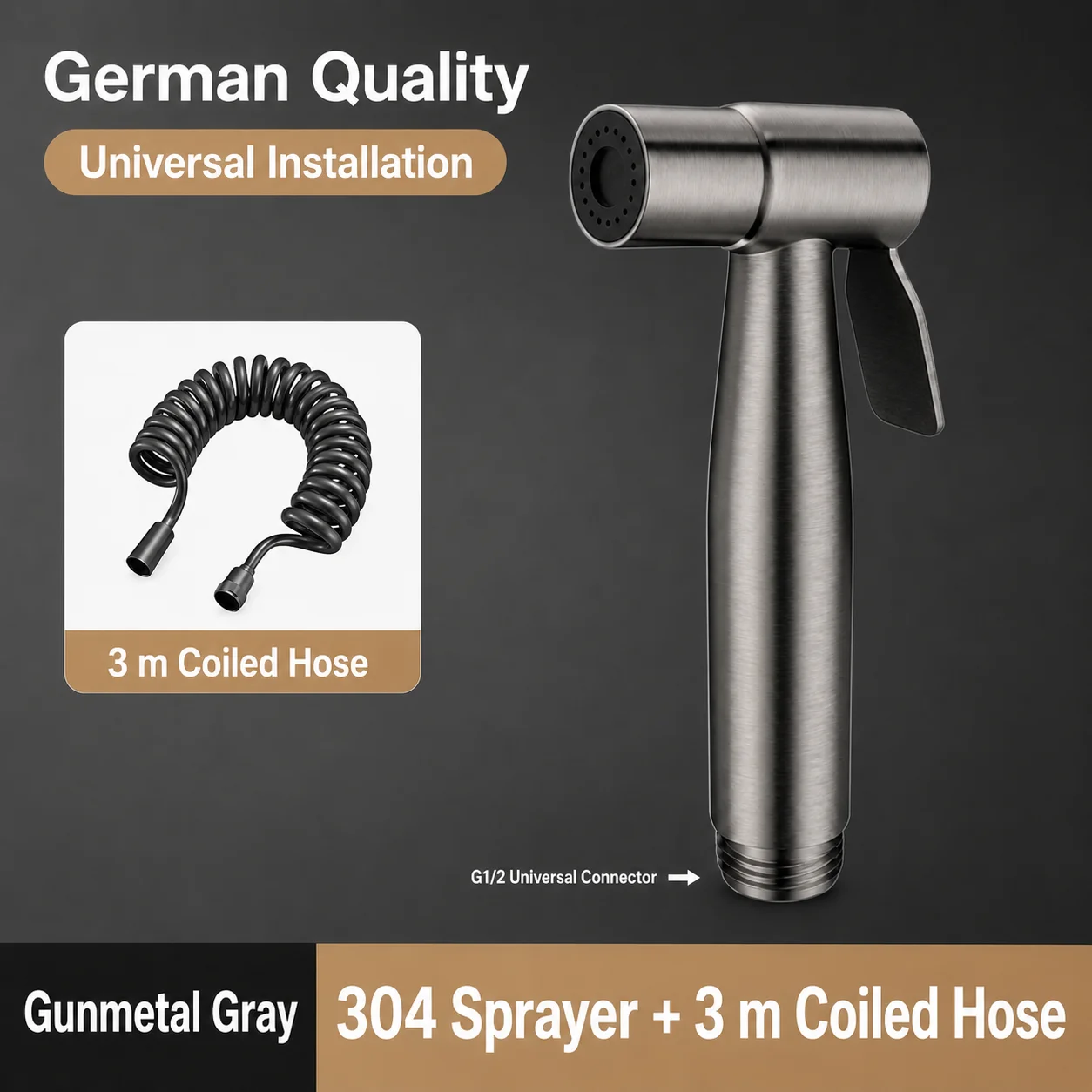 304 Roestvrij Staal Bidet Sproeier Hoge Druk Handheld Toilet Shattaf Jet Spuitpistool Voor Badkamer Schoonmaken Huisdier Wassen G1/2 Kraan