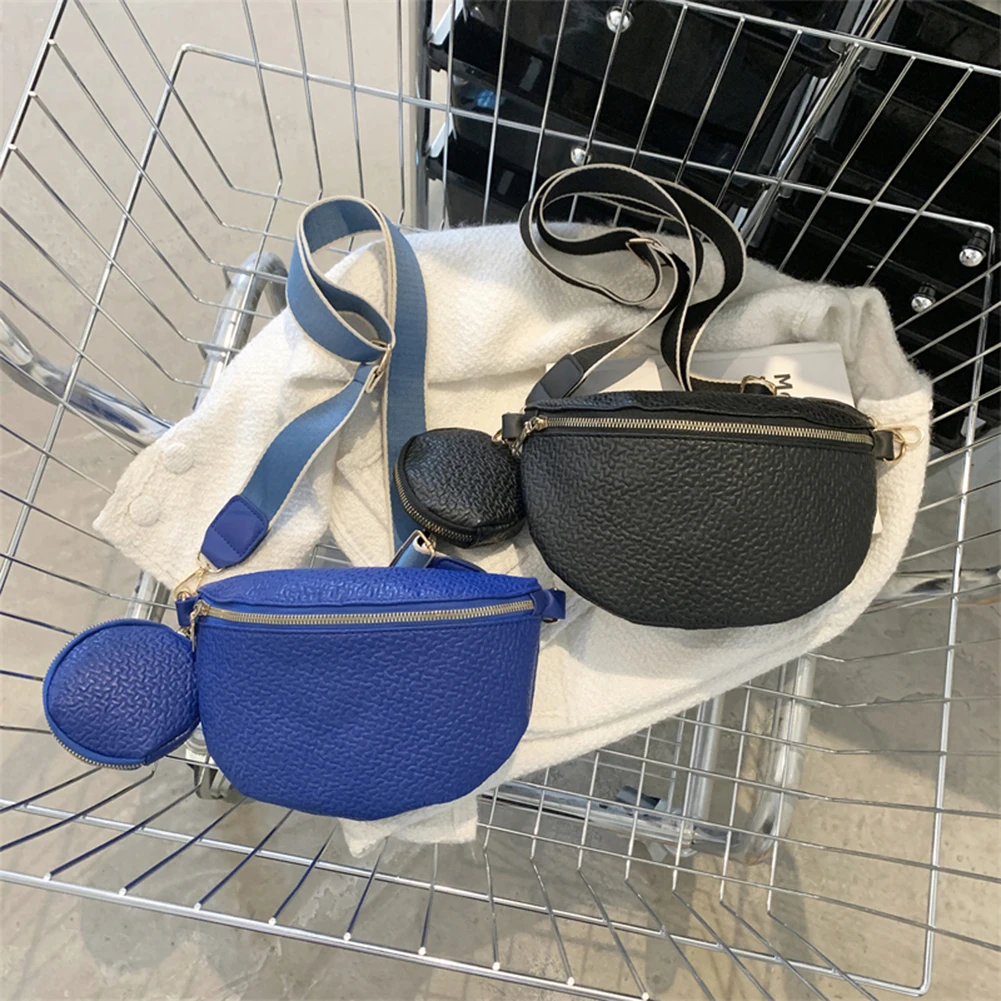 

Fashion Women Pu Shoulder Bags Solid Color Designer 2 in 1 Crossbody Bags with Small Coin Purse Wide Strap for Travel Shopping