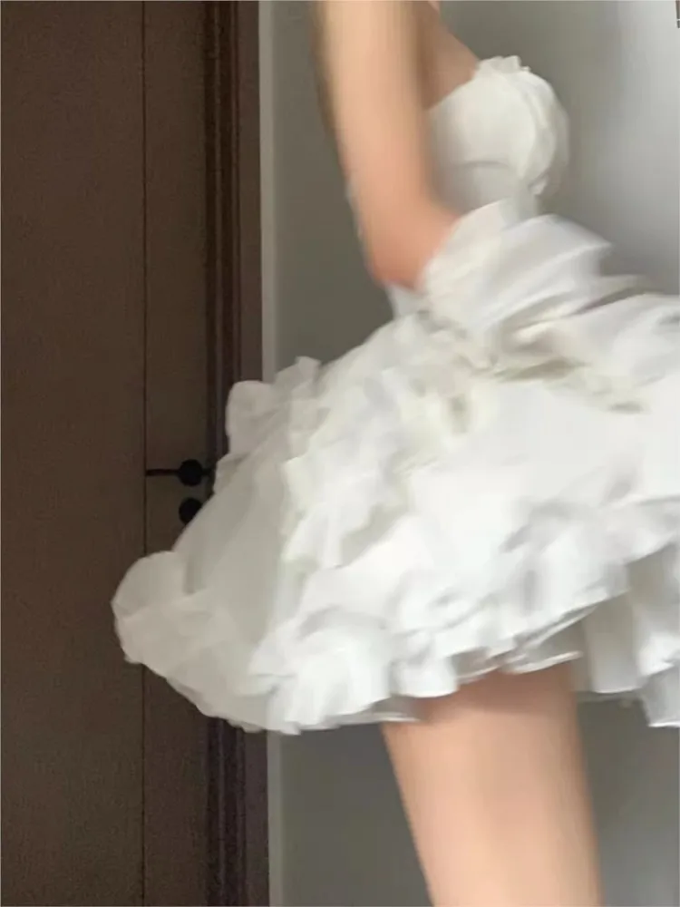 Traje de cena de cumpleaños ligero, vestido de tubo hinchado para fiesta de lujo, Escape francés