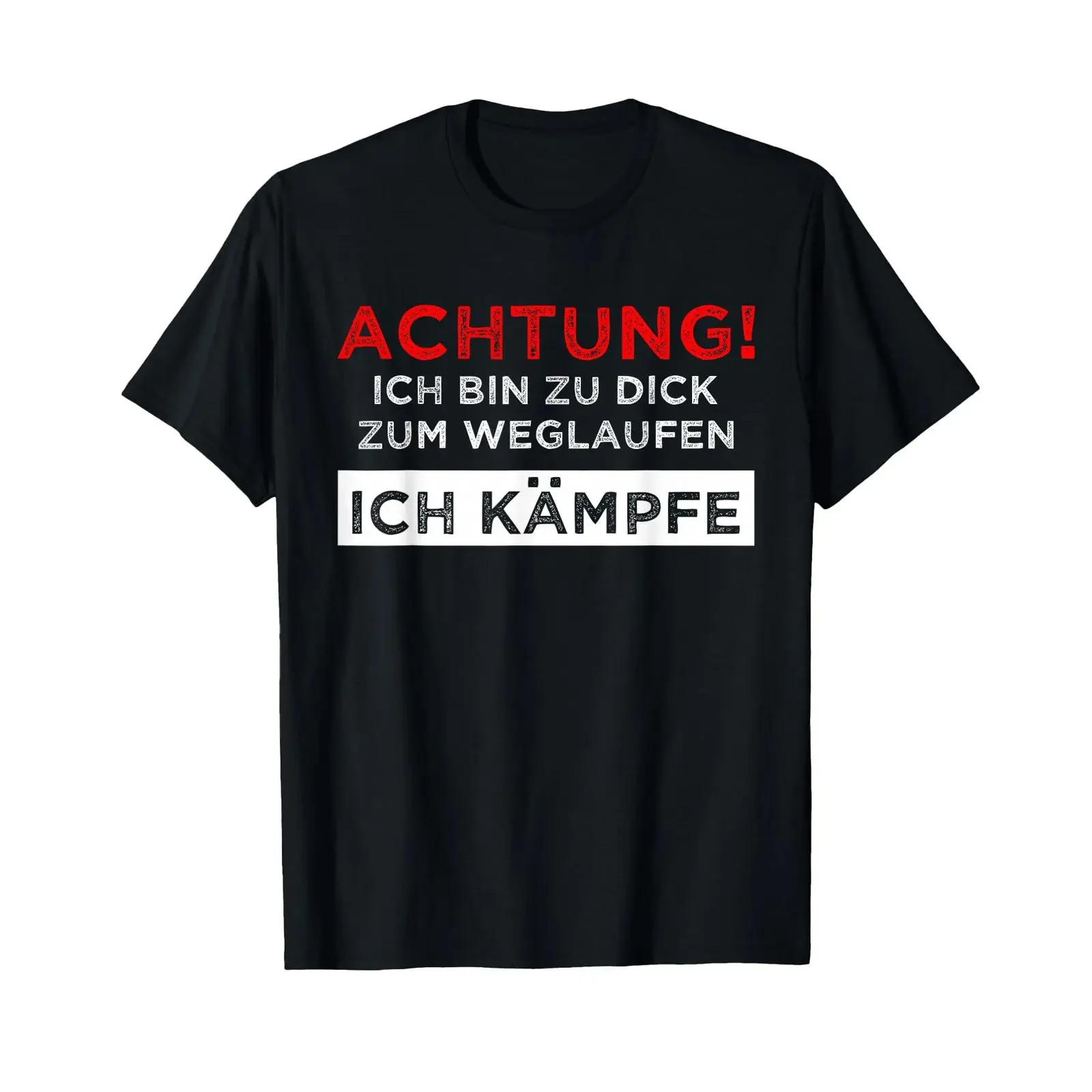 T shirt with German text Achtung Ich Bin Zu Fett Zum Weglauf Language vintage Washed Slightly Soft Versatile