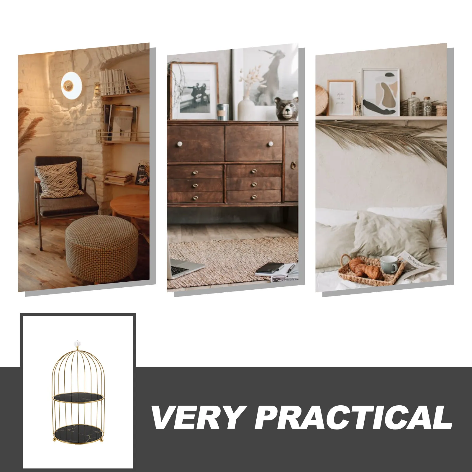 

Bird Cage Desktop Makeup Organizer Rack Double Tiers Perfume Lotion Rack Decorative Vanity Storage Shelf for Bathroom