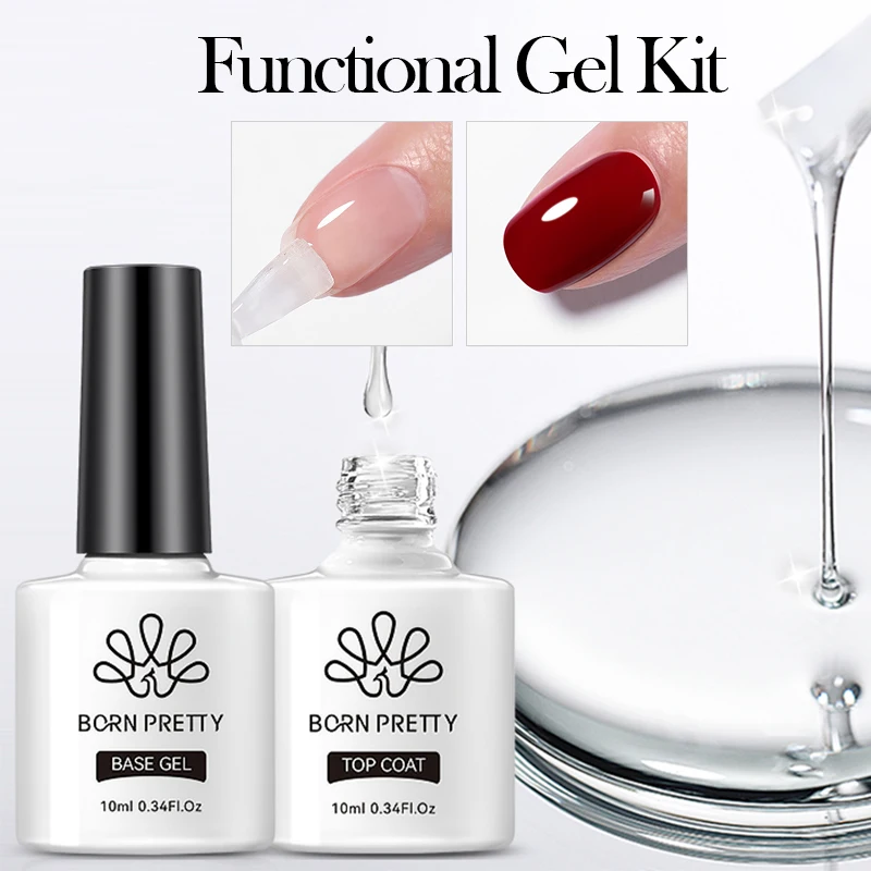 BORN PRETTY 6-teiliges Base Top Gel Coat Set Matte Top Coat Verstärkung Semi Permanent Lacke Nail Art Hybrid Soak Off UV LED Gel