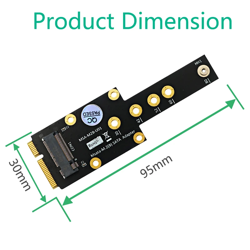 สีดำ mSATA เป็นคีย์ B M.2 SATA SSD อะแดปเตอร์แปลงการ์ดไรเซอร์บอร์ด mSATA เป็น M.2 SSD Converter สนับสนุน2230 2242 2260 2280 M2 SSD