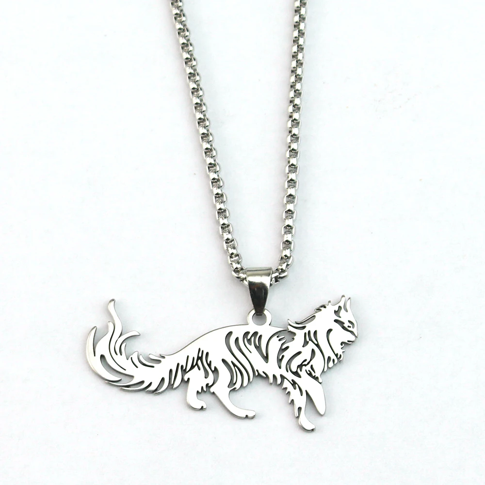 Mainecoon Necklace Cute Pet Maine Coon Cat Stainless Steel Pendant for Men and Women Fashion Charm Jewelry Gift
