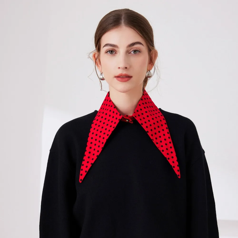 Classic Dot Floral Print Fake Collar Detachable Red Detachable Collars Lapel Shirt Collar