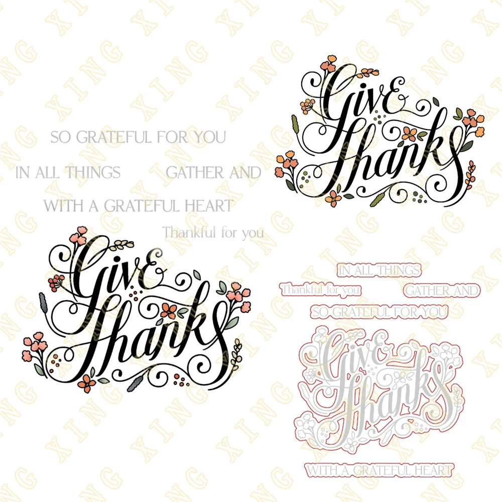 

Give Thanks Metal Cutting Dies Stamps Stencil Scrapbook Diary Decoration Stencil Embossing Template DIY Greeting Card Handmade