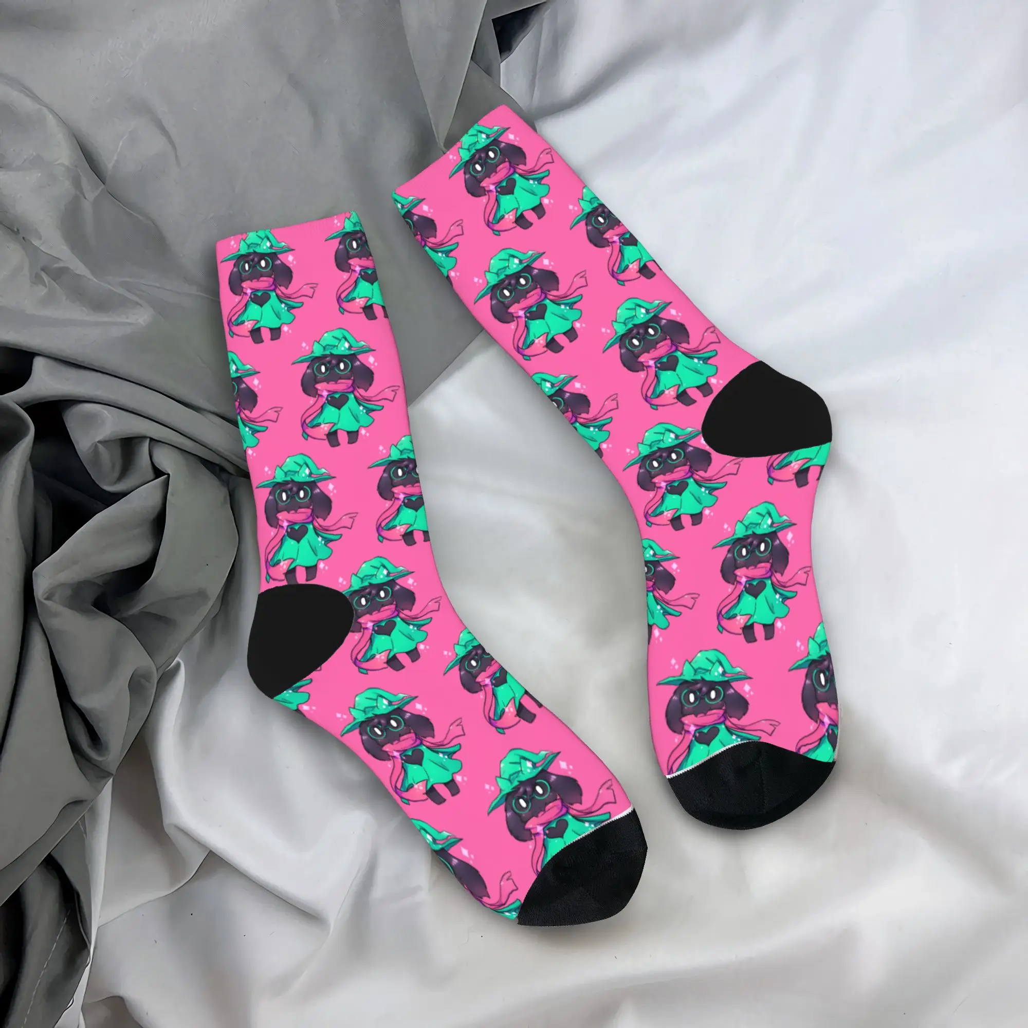 Deltarune Ralsei Chibi calcetines hombres mujeres poliéster divertidos calcetines felices Hip Hop Primavera Verano Otoño Invierno calcetines de tubo medio regalos