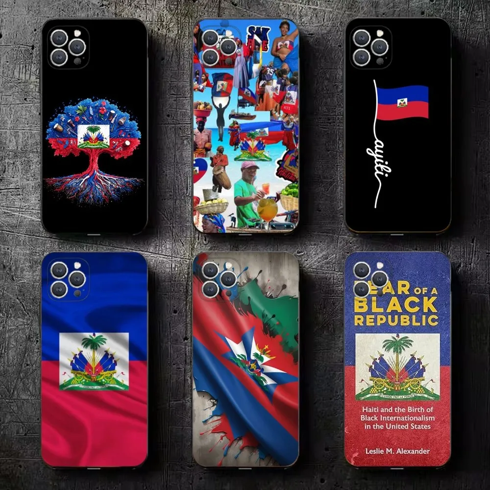 

Vintage Haiti Haitian Flag Phone Case For iPhone 16,15,14,13,12,11,Plus,Pro Max,XS,X,XR,SE,Mini,8,7 Soft Silicone Black Cover