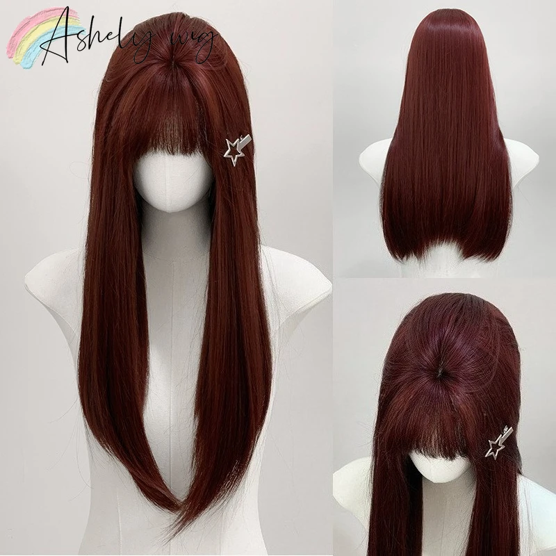 Ashely Rose Red Wig for Women Long Straight Hair A Classic Fashionable Daily Look Realistic and Cute Headband Synthetic Wigs