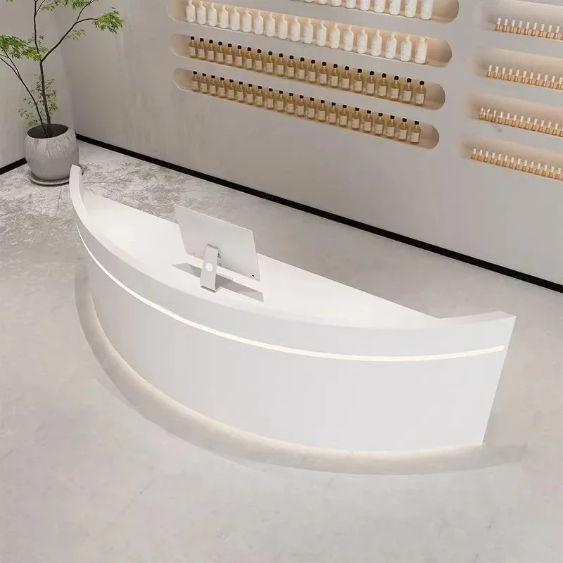 Modern Curved Bar Counter Service Desk Simple Design Beauty Salon Shop Reception Desk Creative Office Furniture pulpitos