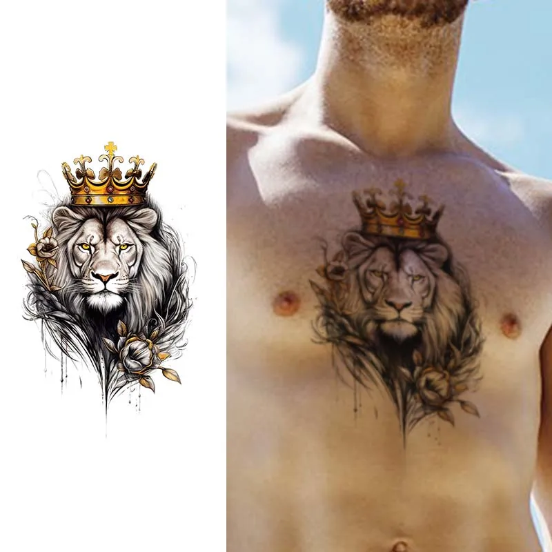 

Временная татуировка-наклейка Lion, водостойкая, долговечная, реалистичная, неотражающая, для мужчин и женщин