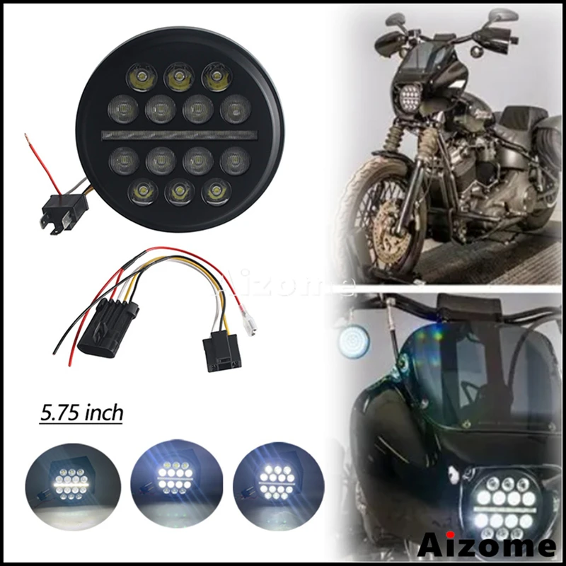 12-30V 5.75 inch Motorcycle LED Headlight Round DRL Headlamp For Harley Softail Street Bob FXBB FXBBS Low Rider FXLR FXST 18-22