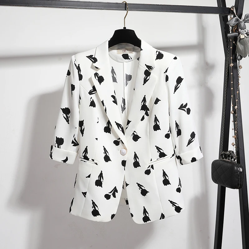 Modny garnitur z kurtką 2025 Nowy nadruk Ele Seven Sve Top Slim Casual Wiosna Lato Zachodni Styl Odzież