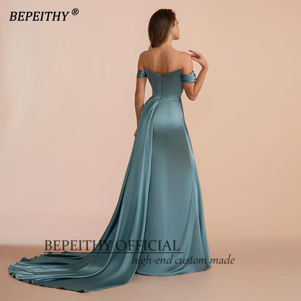 BEPEITHY Customized Off The Shoulder Mermaid Long Prom Dresses 2023 Spring For Women Sexy High Slit Green Evening Party Gown New