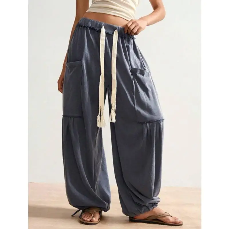 

W 32688 Casual Vaion Color Knitted Loose Men's orts Retro Sle Ciwalk Nine-Piece Pants Elastic Micro Elastic