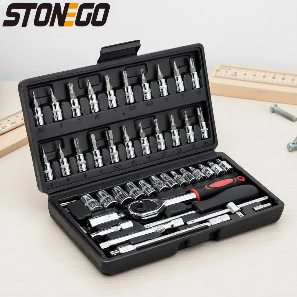 46Pcs 1/4 Inch Driv…