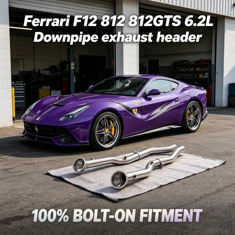 Downpipe Exhaust Header Straight-through for Ferrari F12 812 812GTS 6.2L Stainless Steel Performance Exhaust Pipes Power Upgrade