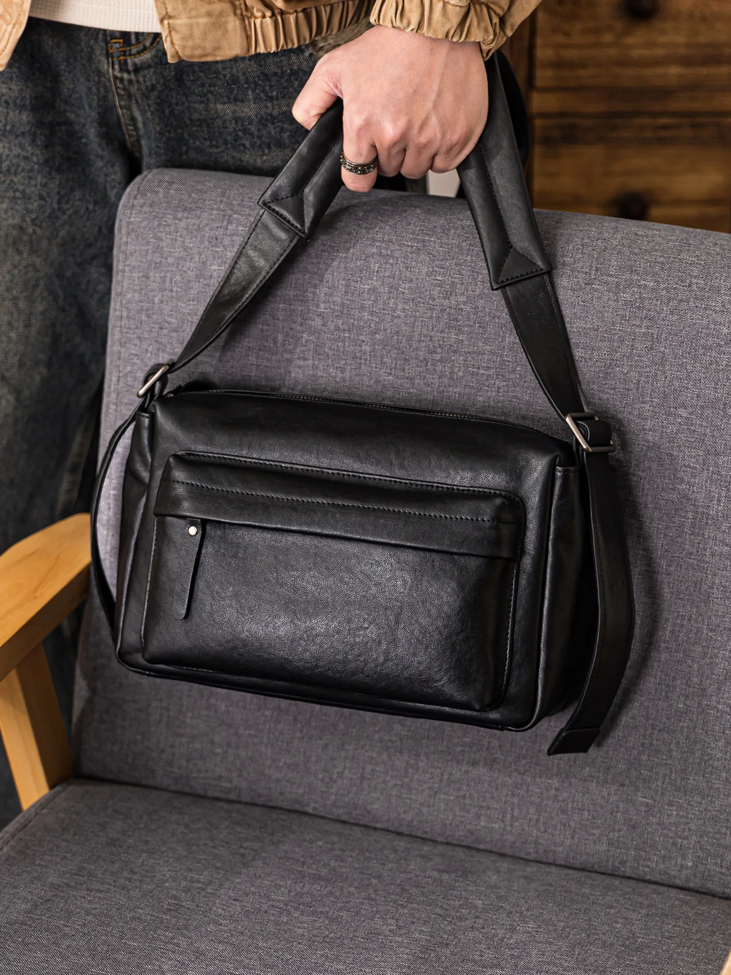 

casual outdoor daily work genuine leather men's messenger bag organizers designers handmade real cow leather youth shoulder bag