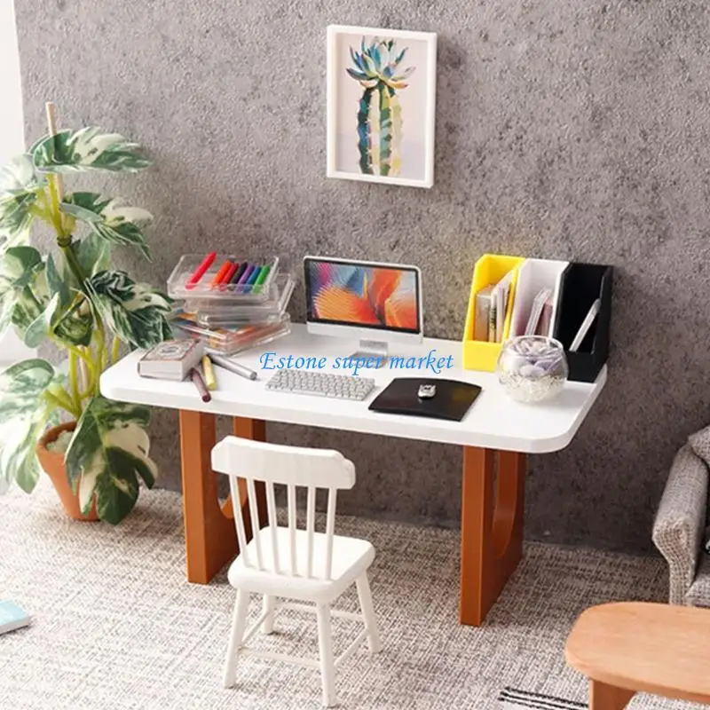 090B Wooden Writing Desk Table For Personalizing Miniature Rooms Creative Expression Dollhouses Display