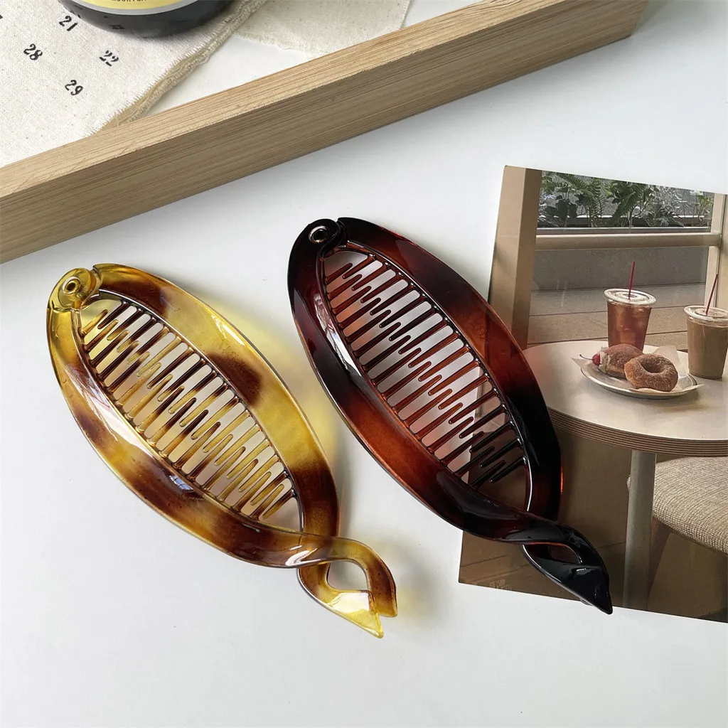 

Lazy Ponytail Holder Fish Shape Hair Claws Clips Holder for Women Girls Banana Clips Crabs Black Hair Styling Accessories