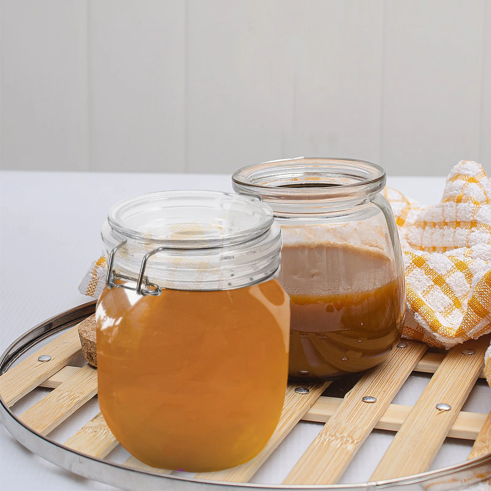 

Honey Jar Transparent Lidded Sealing Large Mouth Food Storage Container Kitchen Syrup Dispenser Honey Jar Syrup Dispenser