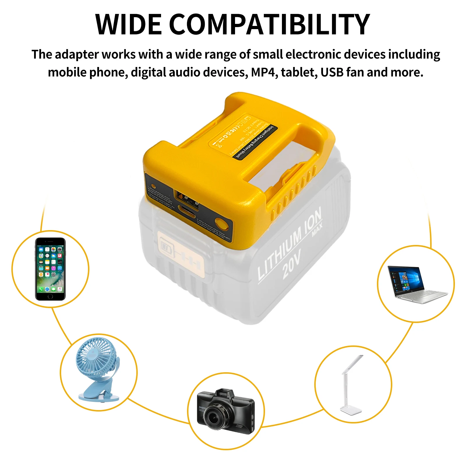 Imagem -06 - Adaptador de Carregador Portátil Compatível para Makita Li-ion com Usb Suporte de Bateria tipo c Carregamento Rápido Dewalt Milwaukee 18v
