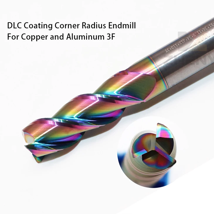 Eckradius-Schaftfräser R Bull Nose Fräser Metallfräswerkzeug DLC-beschichtet CNC-Oberflächenbearbeitung für Aluminium 3 Schneiden R0.5 – Detail 10