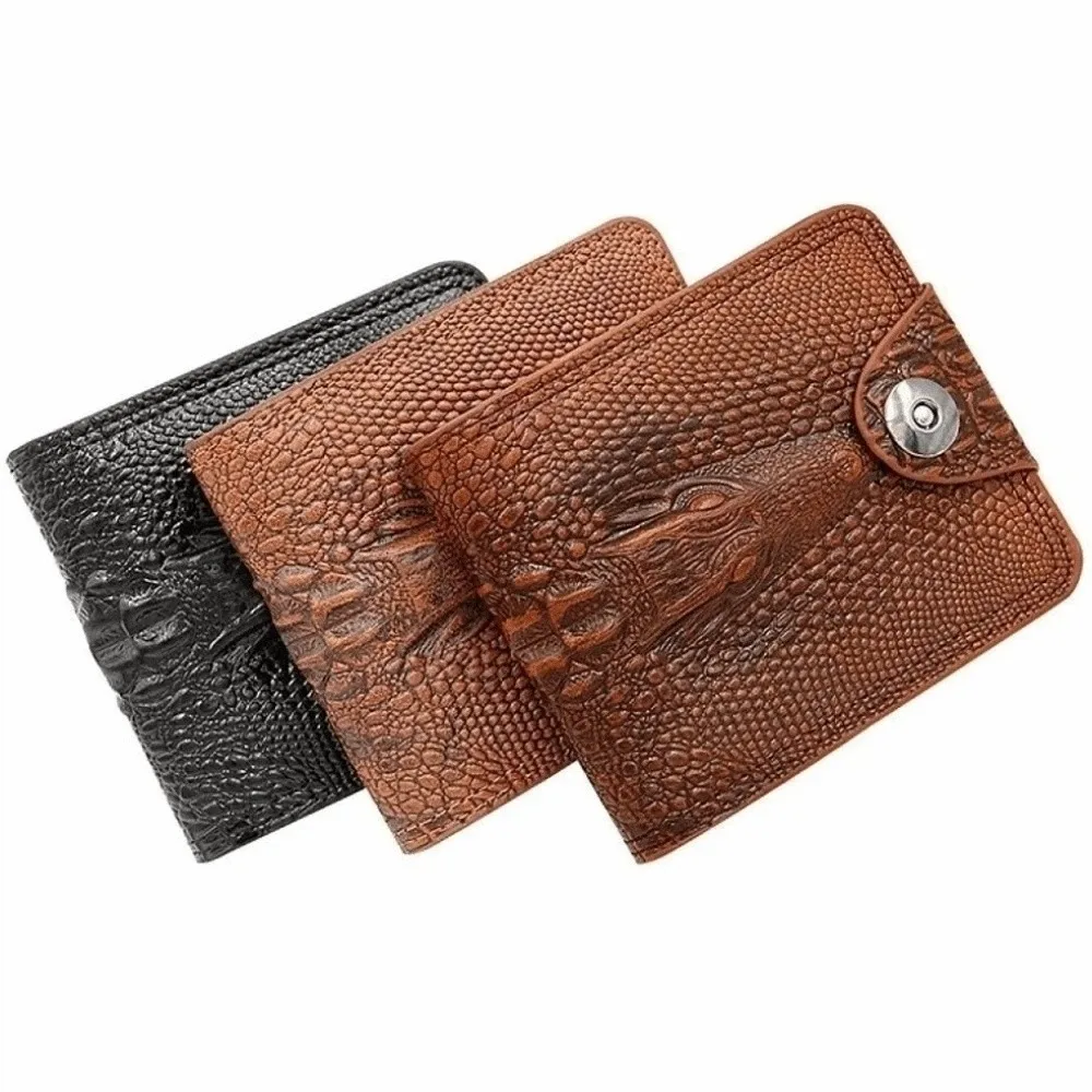 Vintage PU Leather Crocodile Skin Wallet Small Alligator Short Wallet Zipper Closure Credit Card Holders Male - view 4
