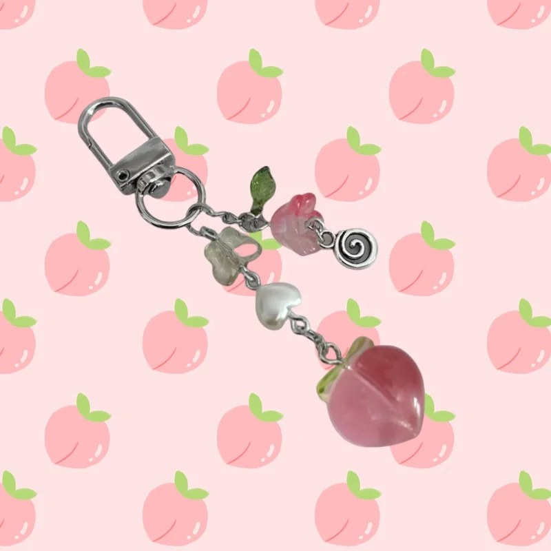 

Beaded Peach Keychain | Keychain, Kawaii, Handmade y2k bag charms