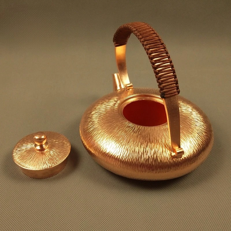 1200ML Retro Pure Copper Teapots Red Copper Boiled Water Kettle for Electric Ceramic Stove Kung Fu Tea Set Make Tea Pot