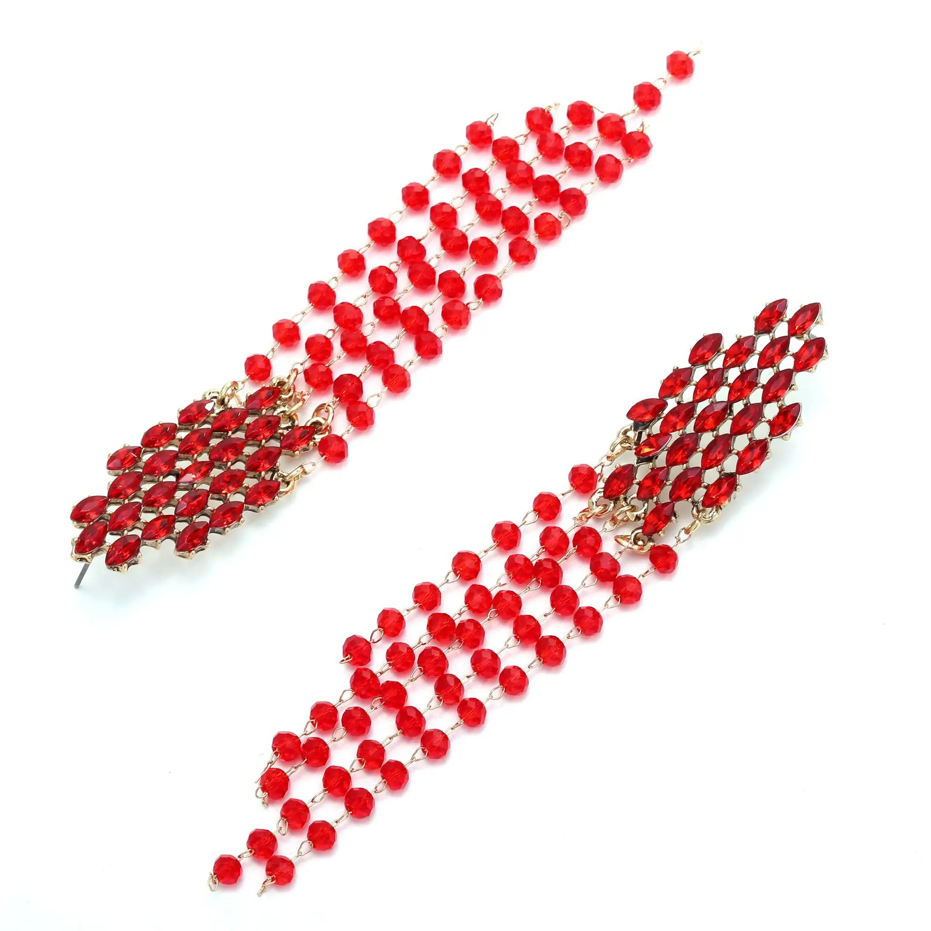 Luxuriöse Kristall-Strass-Perlen-Ohrringe mit langen Quasten für Damen, modischer Brautschmuck für Hochzeiten, Abendpartys und besondere Anlässe – Detail 10
