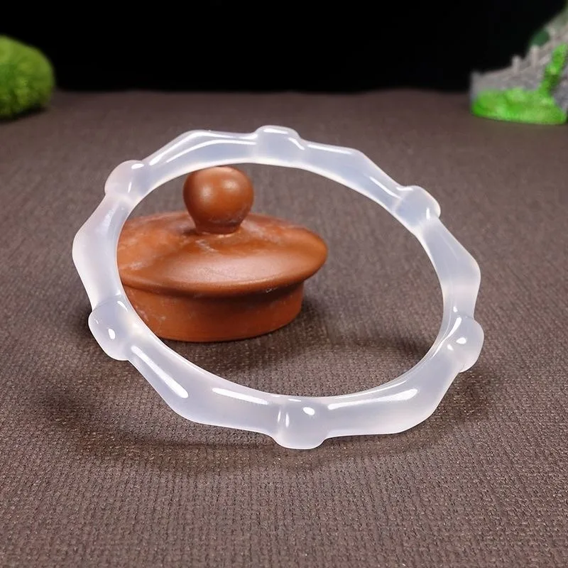 

Natural Ice Species White Chalcedony Bamboo Bracelet White Agate Jade Bracelet Women's Fashion Style