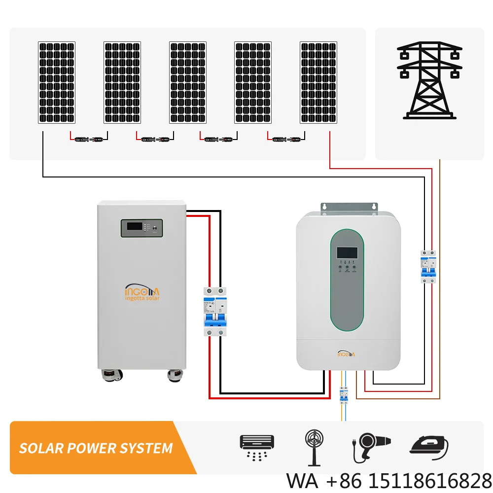 Commercial Industrial Grid 40-60kW MPPT Monocrystalline Silicon Solar Energy Storage System 40kWh 50kw Lithium Ion for Home Use