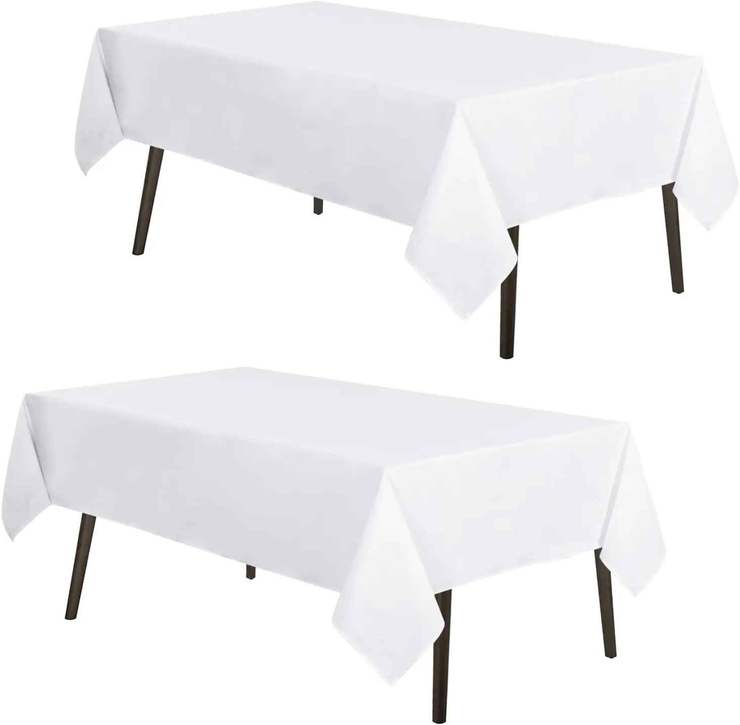 Polyester White Tablecloth Stain Wrinkle Rectangle Washable Table Cover Resistant for Dining Wedding Banquet Party Decor